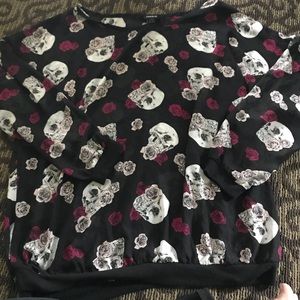 Sheer blouse w/ skulls and roses 🥀